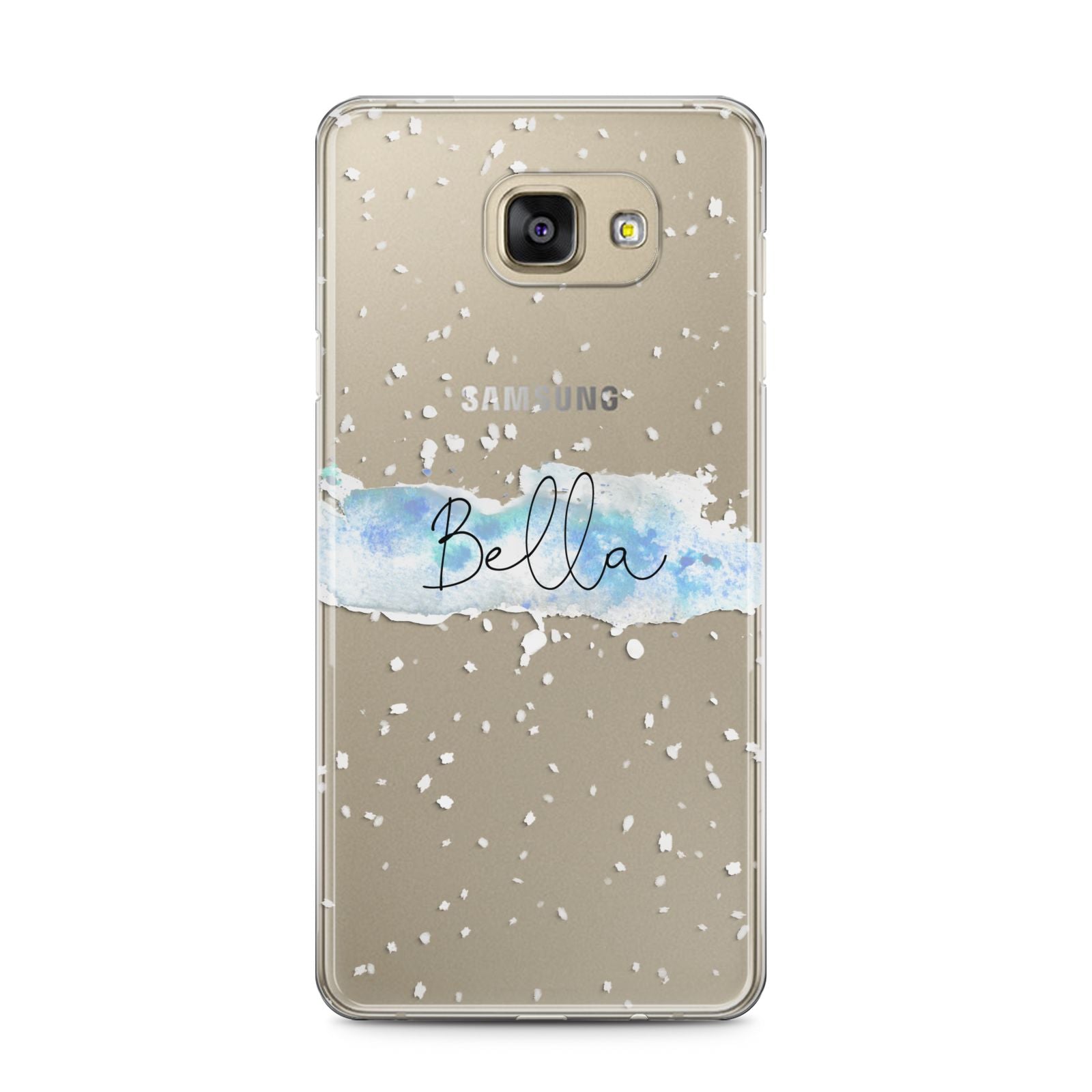 Personalised Christmas Snow fall Samsung Galaxy A5 2016 Case on gold phone