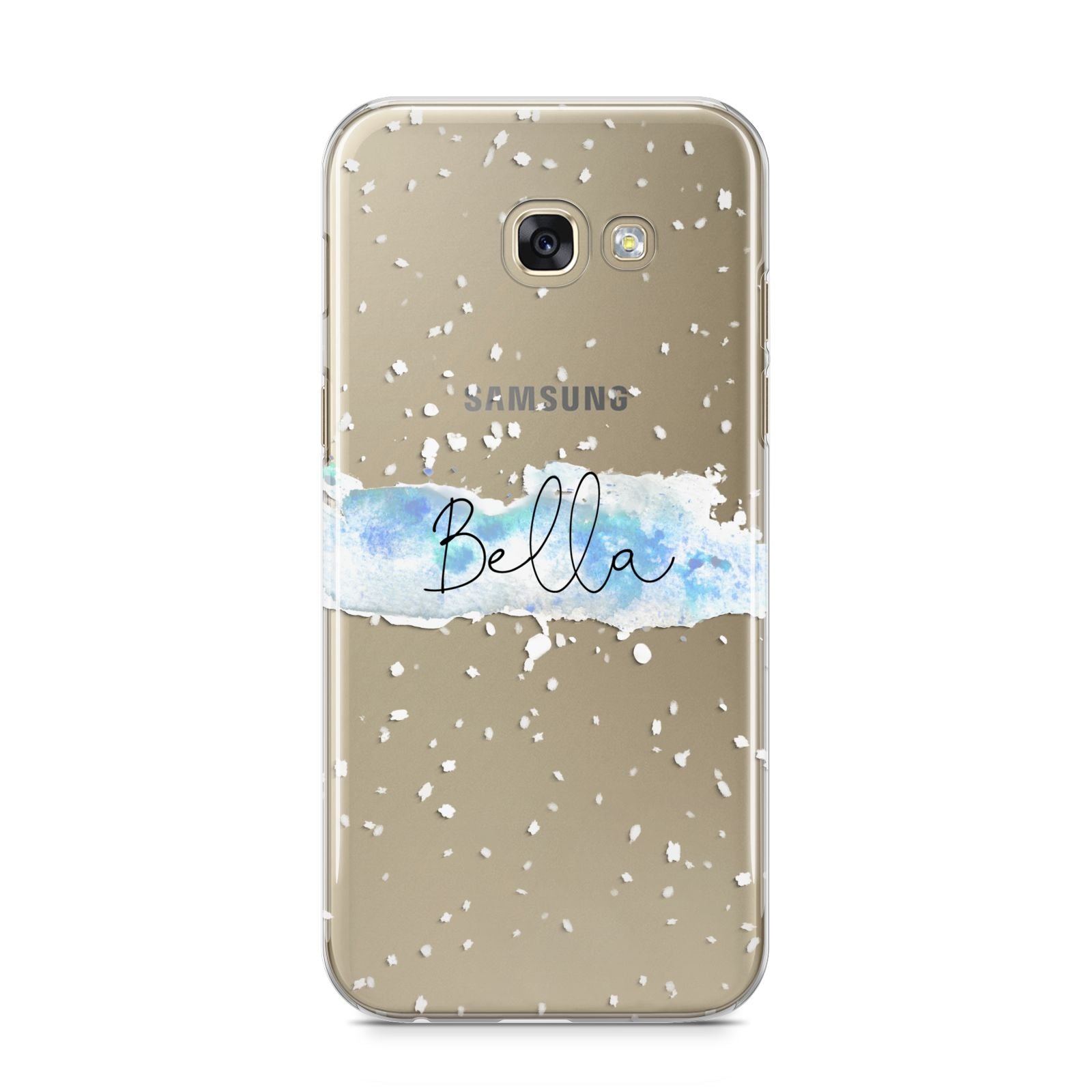 Personalised Christmas Snow fall Samsung Galaxy A5 2017 Case on gold phone