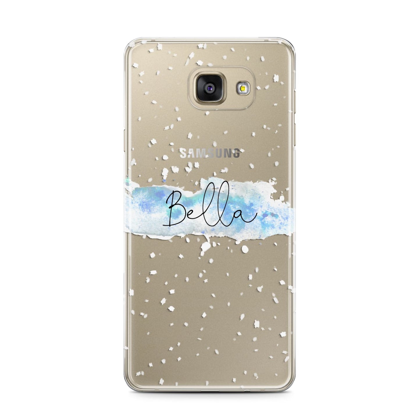 Personalised Christmas Snow fall Samsung Galaxy A7 2016 Case on gold phone