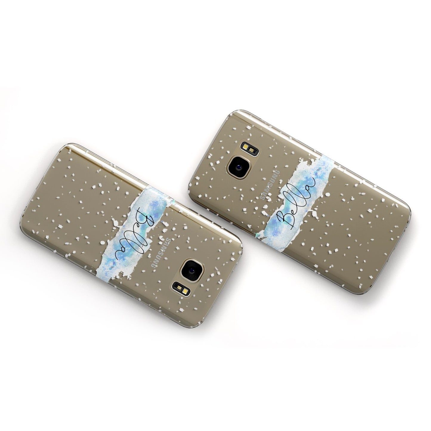 Personalised Christmas Snow fall Samsung Galaxy Case Flat Overview