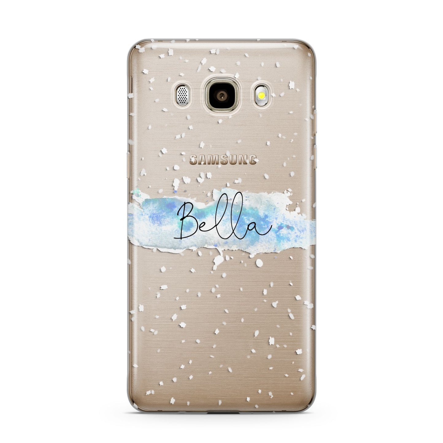 Personalised Christmas Snow fall Samsung Galaxy J7 2016 Case on gold phone