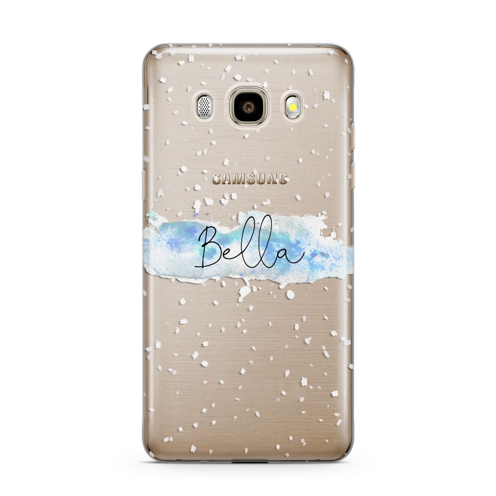 Personalised Christmas Snow fall Samsung Galaxy J7 2016 Case on gold phone