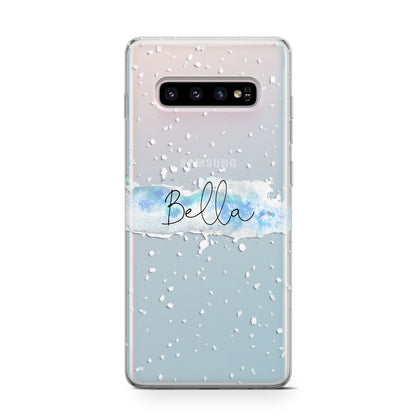 Personalised Christmas Snow fall Samsung Galaxy S10 Case