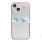 Personalised Christmas Snow fall iPhone 13 Mini TPU Impact Case with Pink Edges