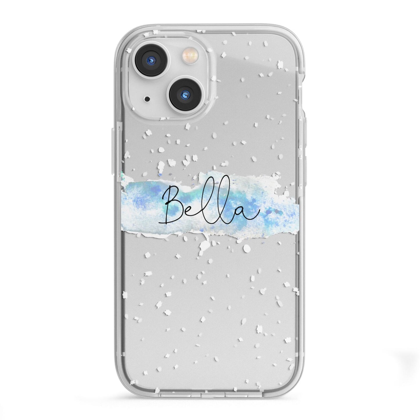 Personalised Christmas Snow fall iPhone 13 Mini TPU Impact Case with White Edges