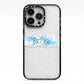 Personalised Christmas Snow fall iPhone 13 Pro Black Impact Case on Silver phone