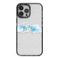 Personalised Christmas Snow fall iPhone 13 Pro Max Black Impact Case on Silver phone