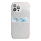 Personalised Christmas Snow fall iPhone 13 Pro Max TPU Impact Case with Pink Edges