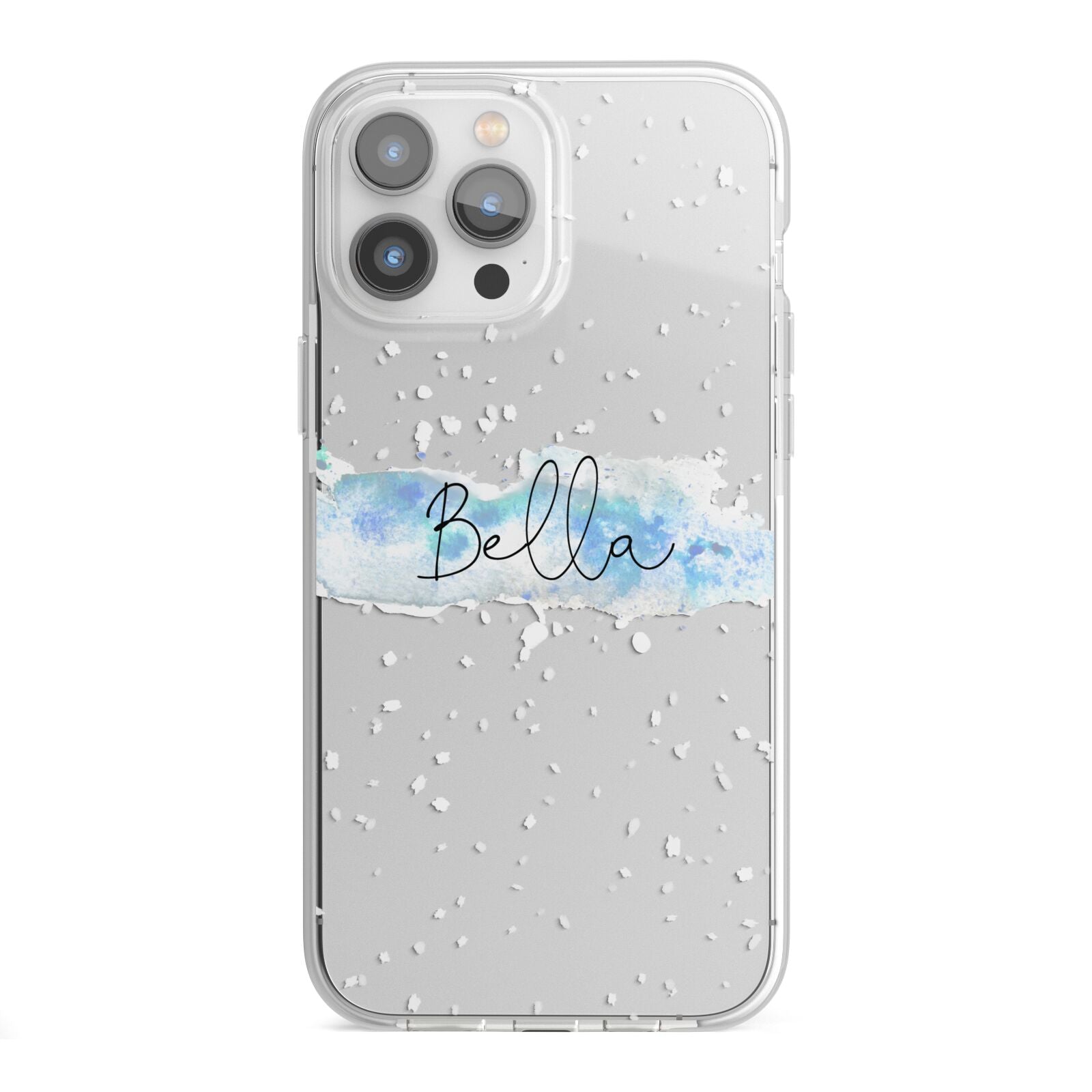 Personalised Christmas Snow fall iPhone 13 Pro Max TPU Impact Case with White Edges