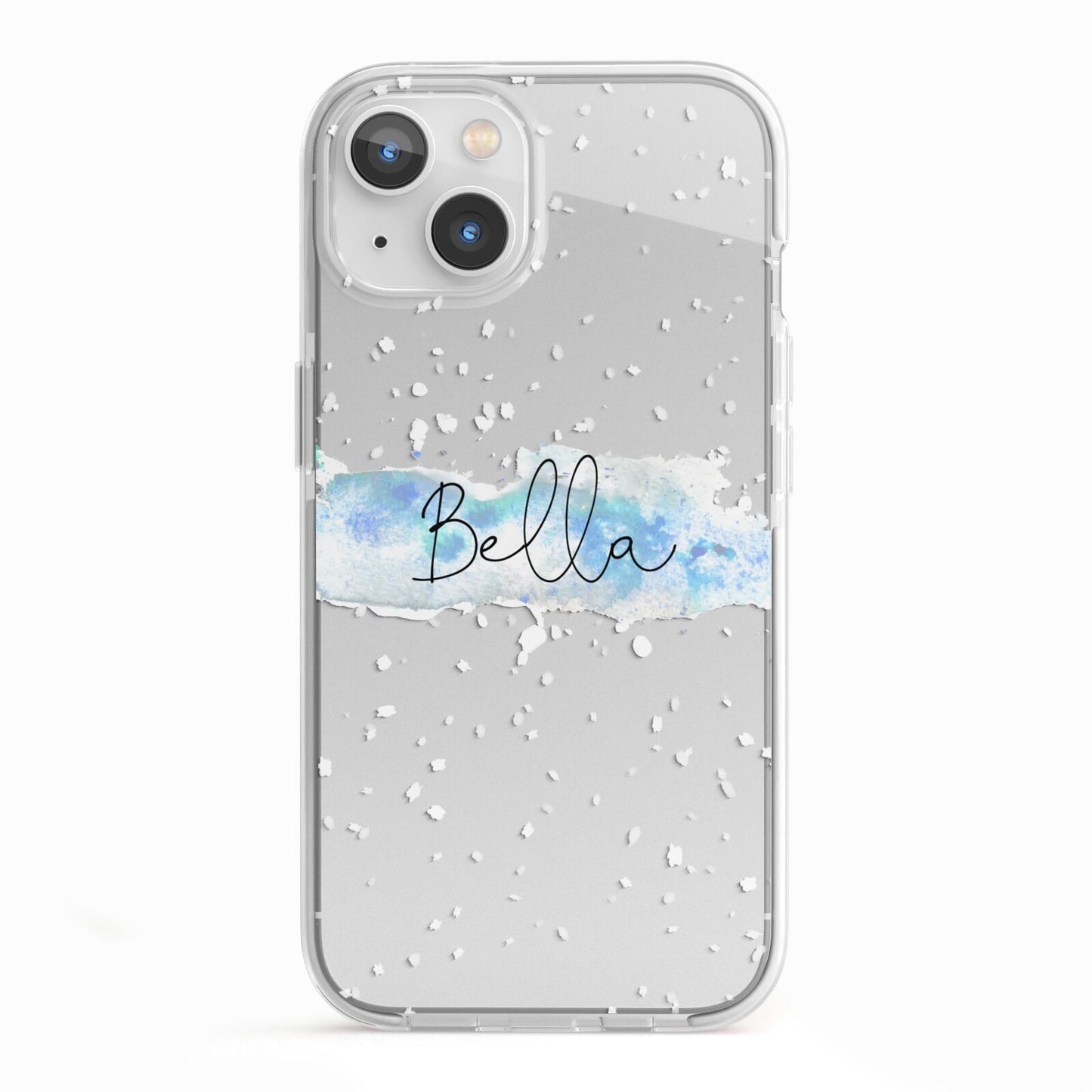 Personalised Christmas Snow fall iPhone 13 TPU Impact Case with White Edges