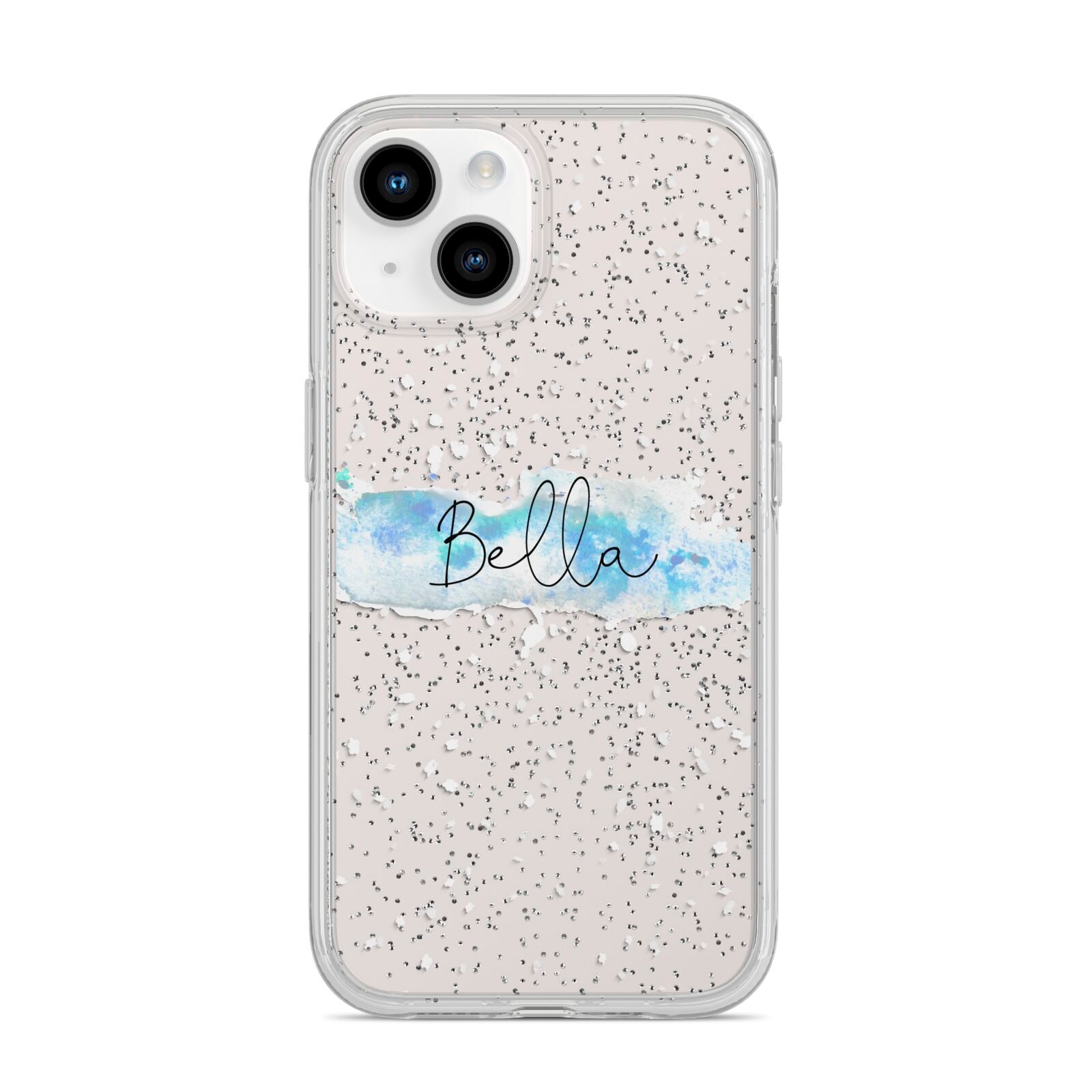 Personalised Christmas Snow fall iPhone 14 Glitter Tough Case Starlight