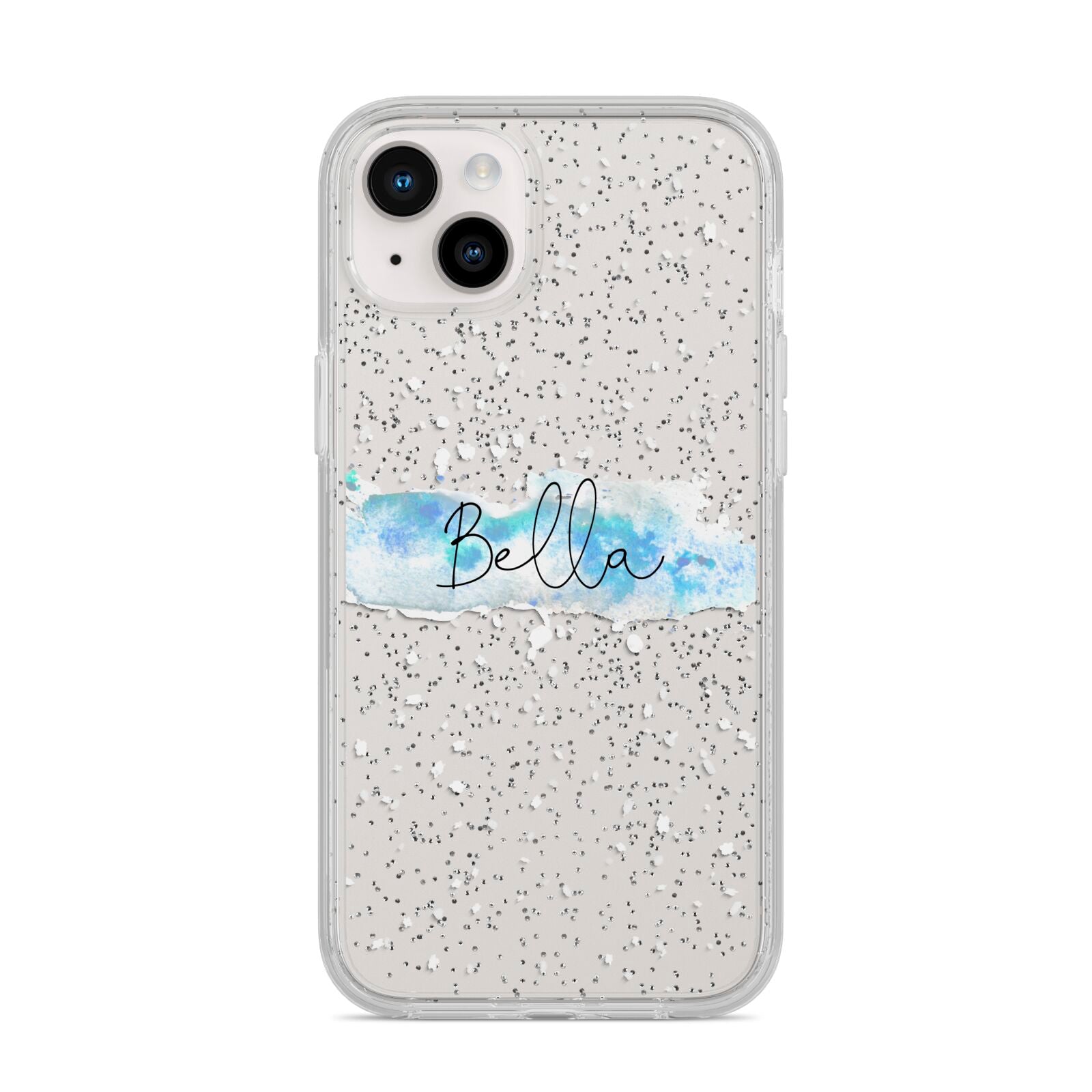 Personalised Christmas Snow fall iPhone 14 Plus Glitter Tough Case Starlight