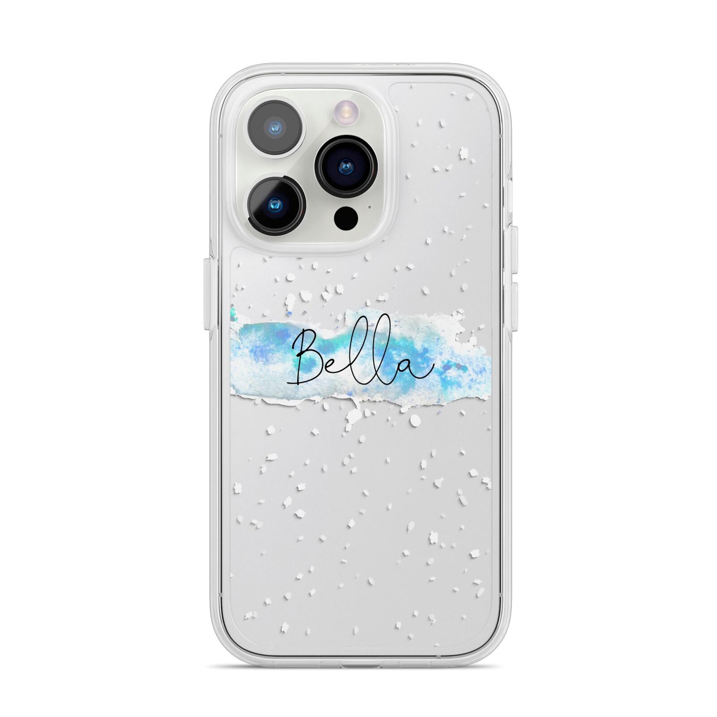 Personalised Christmas Snow fall iPhone 14 Pro Clear Tough Case Silver