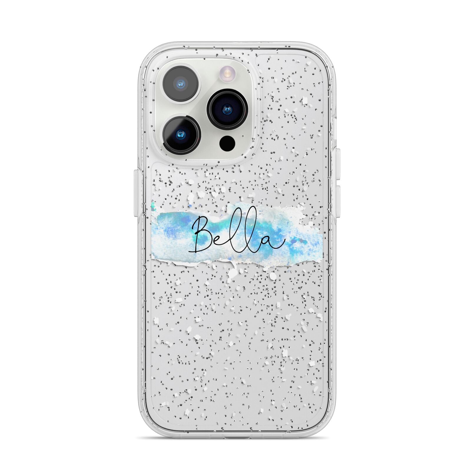 Personalised Christmas Snow fall iPhone 14 Pro Glitter Tough Case Silver