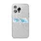 Personalised Christmas Snow fall iPhone 14 Pro Max Glitter Tough Case Silver