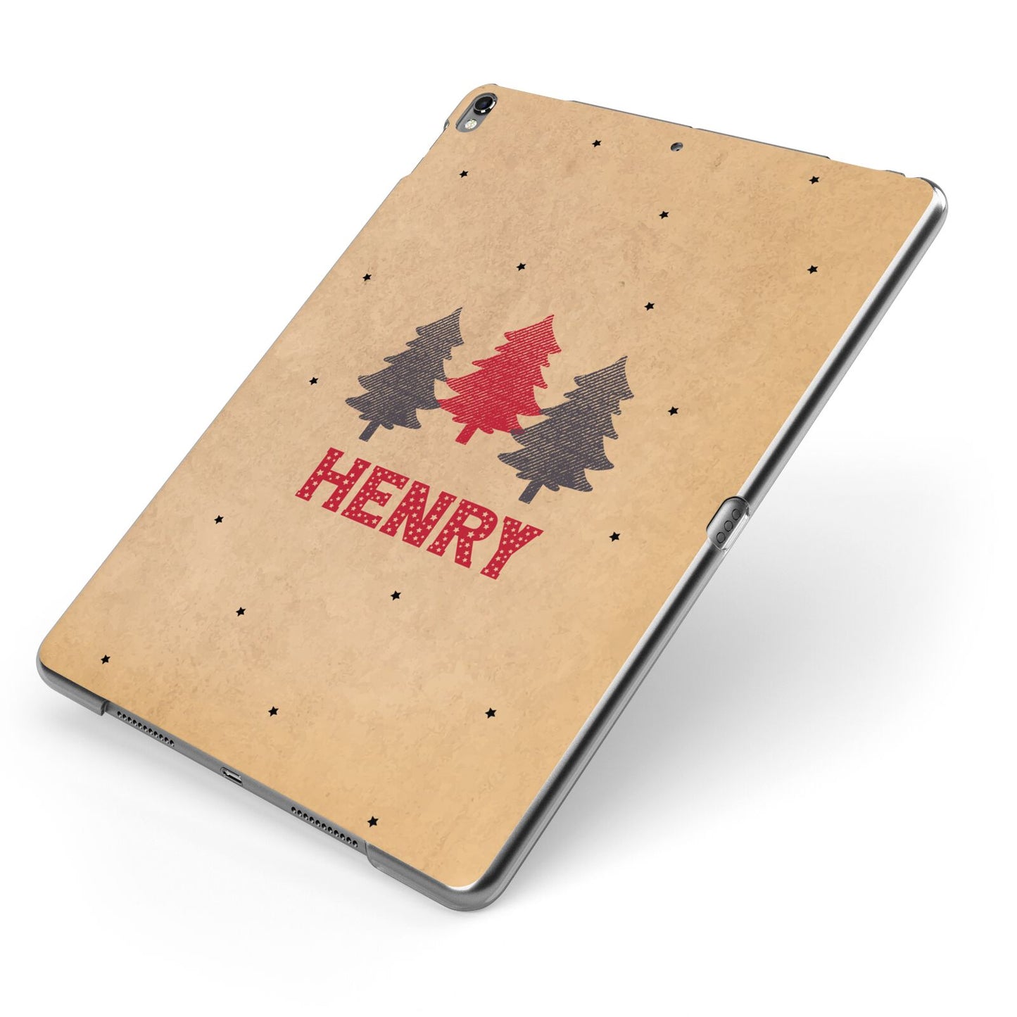 Personalised Christmas Tree Apple iPad Case on Grey iPad Side View