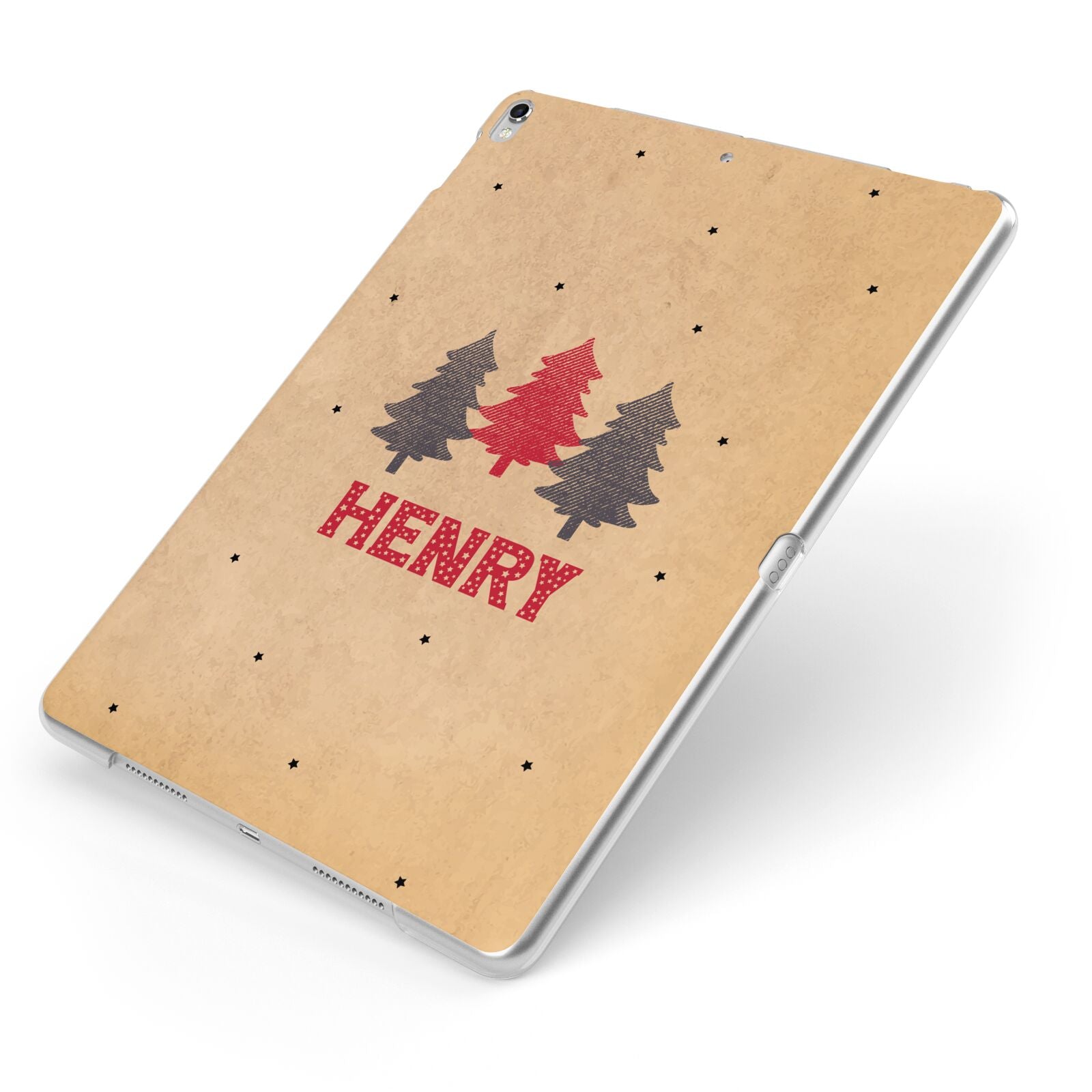 Personalised Christmas Tree Apple iPad Case on Silver iPad Side View