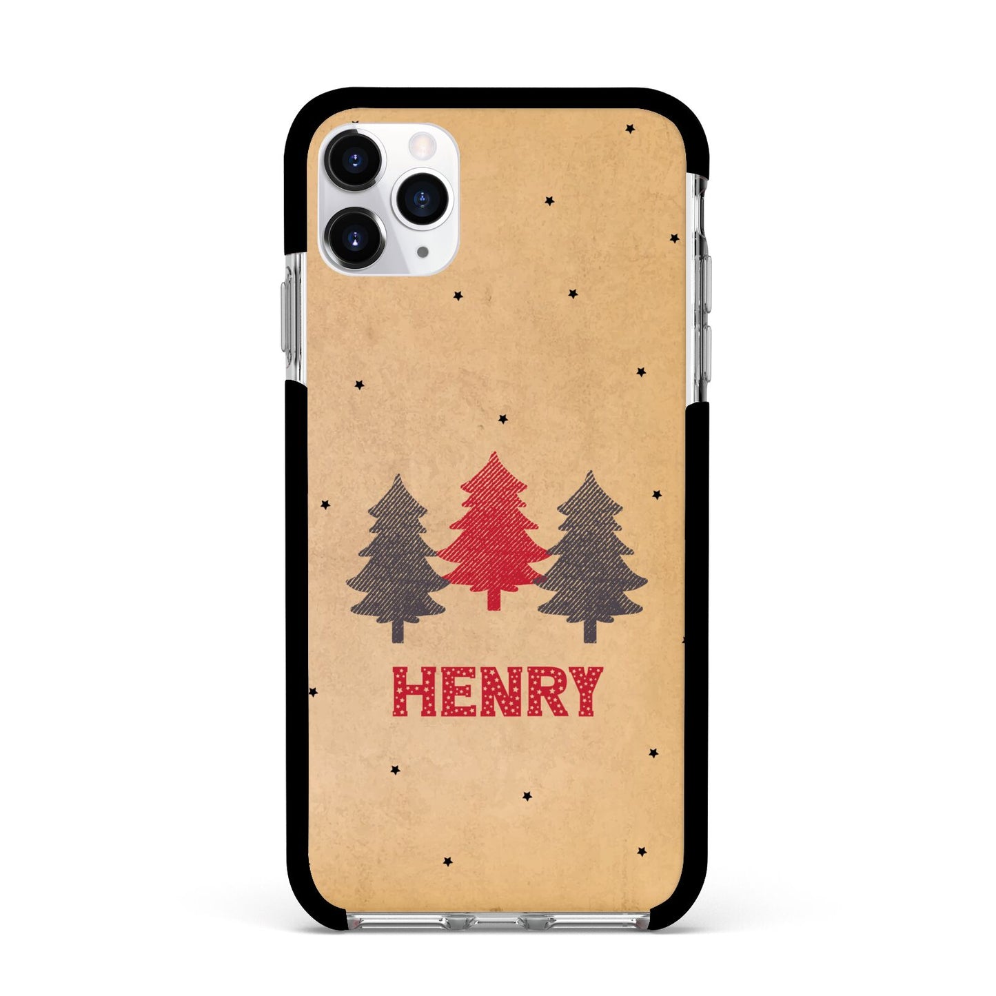 Personalised Christmas Tree Apple iPhone 11 Pro Max in Silver with Black Impact Case