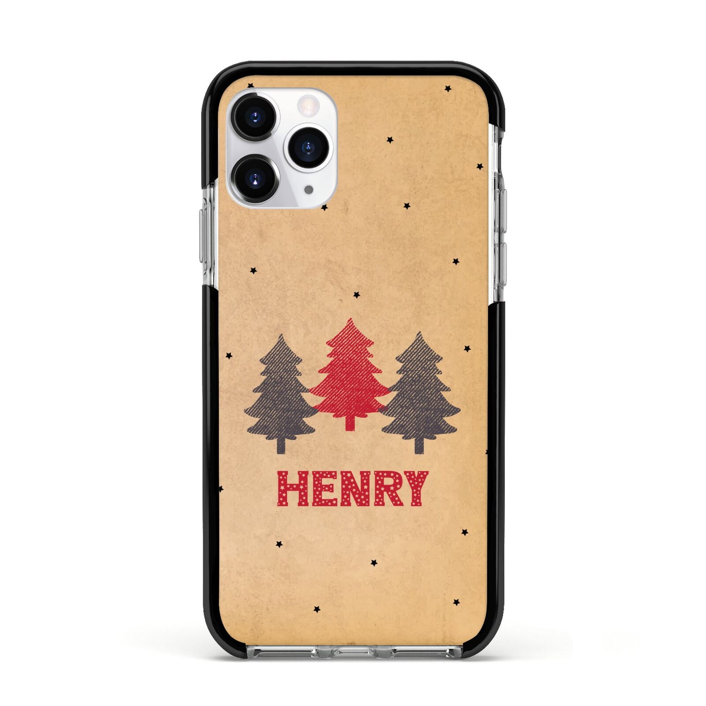 Personalised Christmas Tree Apple iPhone 11 Pro in Silver with Black Impact Case