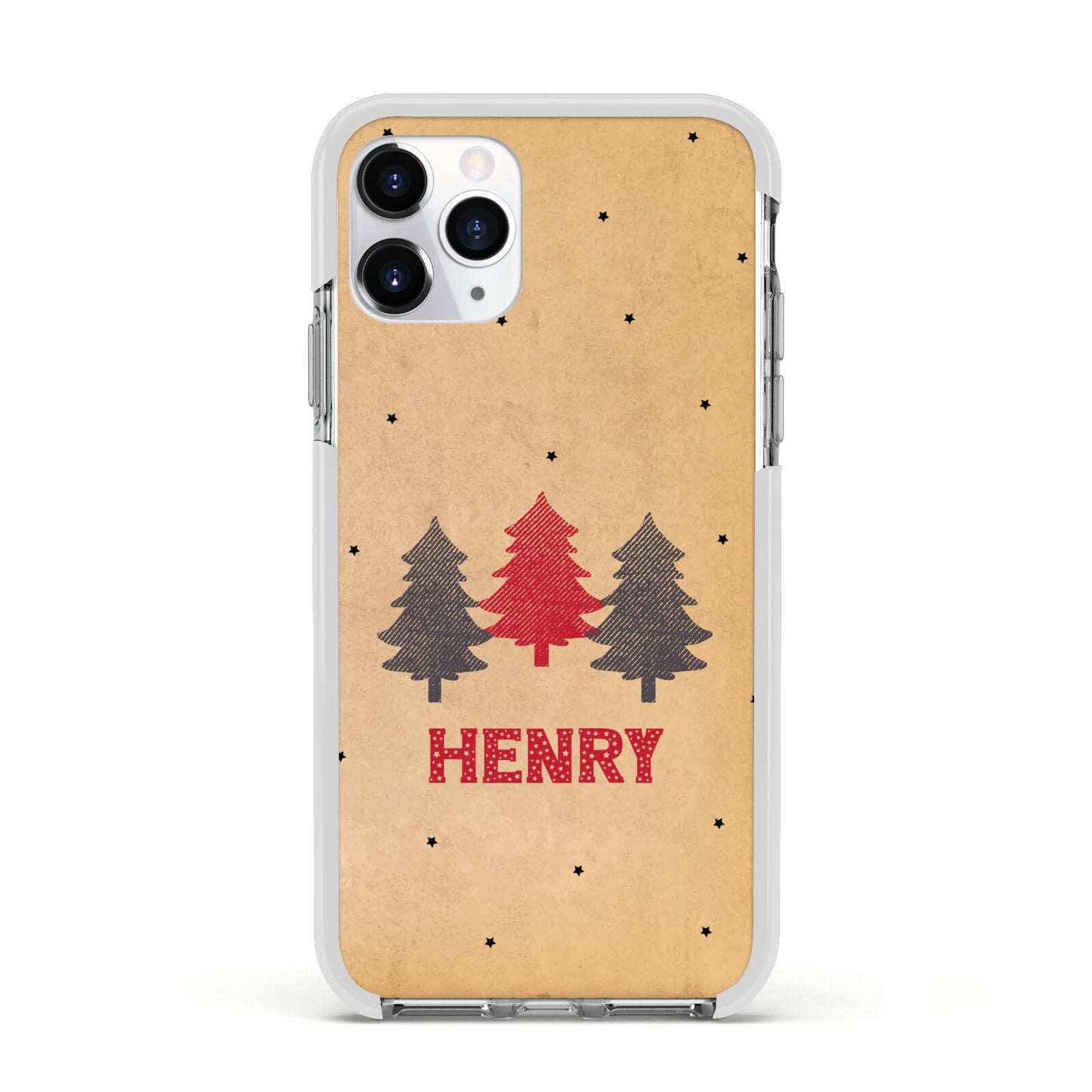 Personalised Christmas Tree Apple iPhone 11 Pro in Silver with White Impact Case