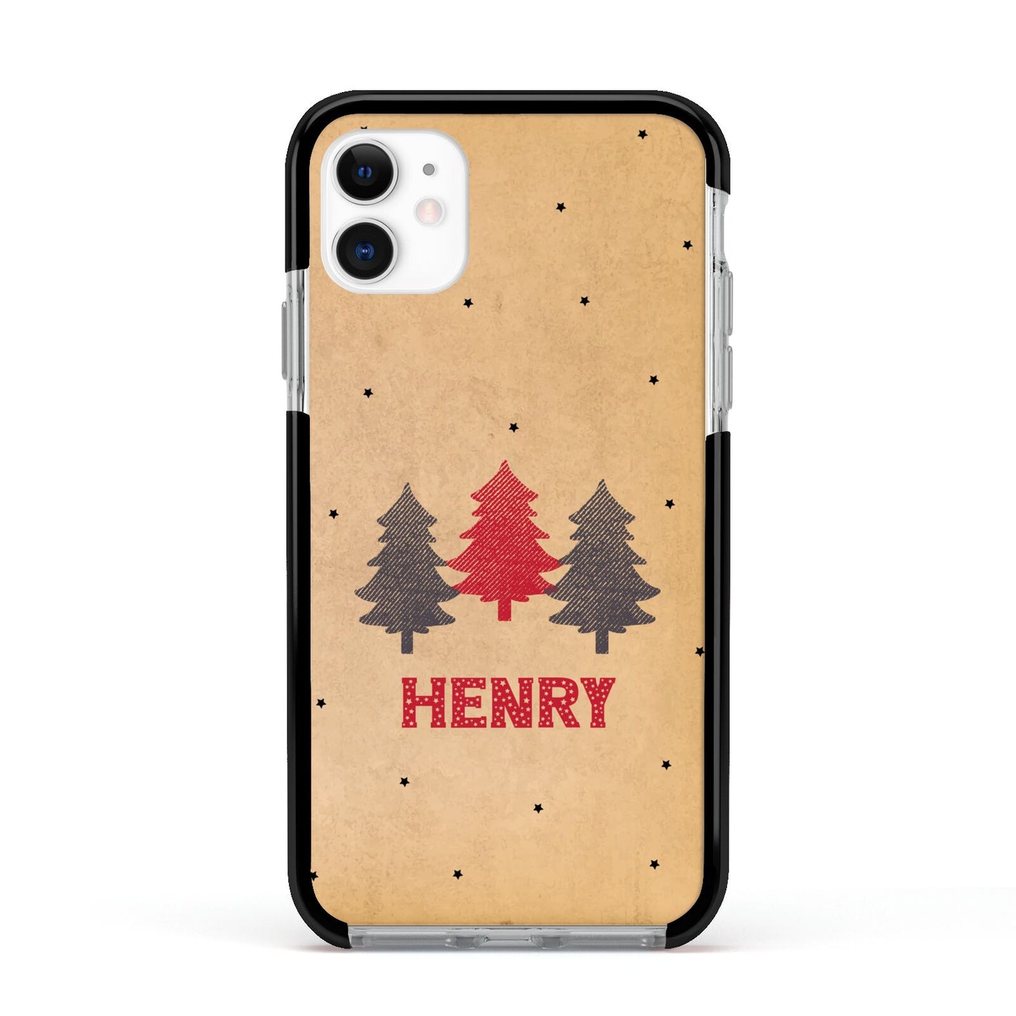 Personalised Christmas Tree Apple iPhone 11 in White with Black Impact Case