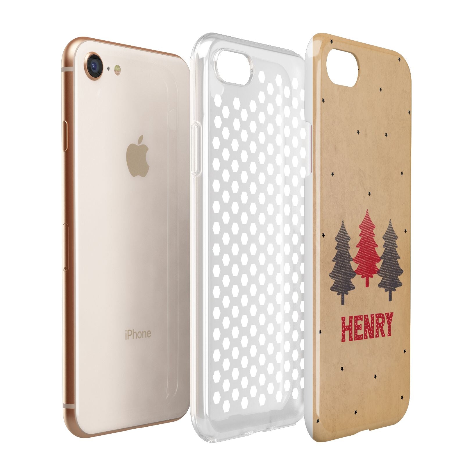 Personalised Christmas Tree Apple iPhone 7 8 3D Tough Case Expanded View