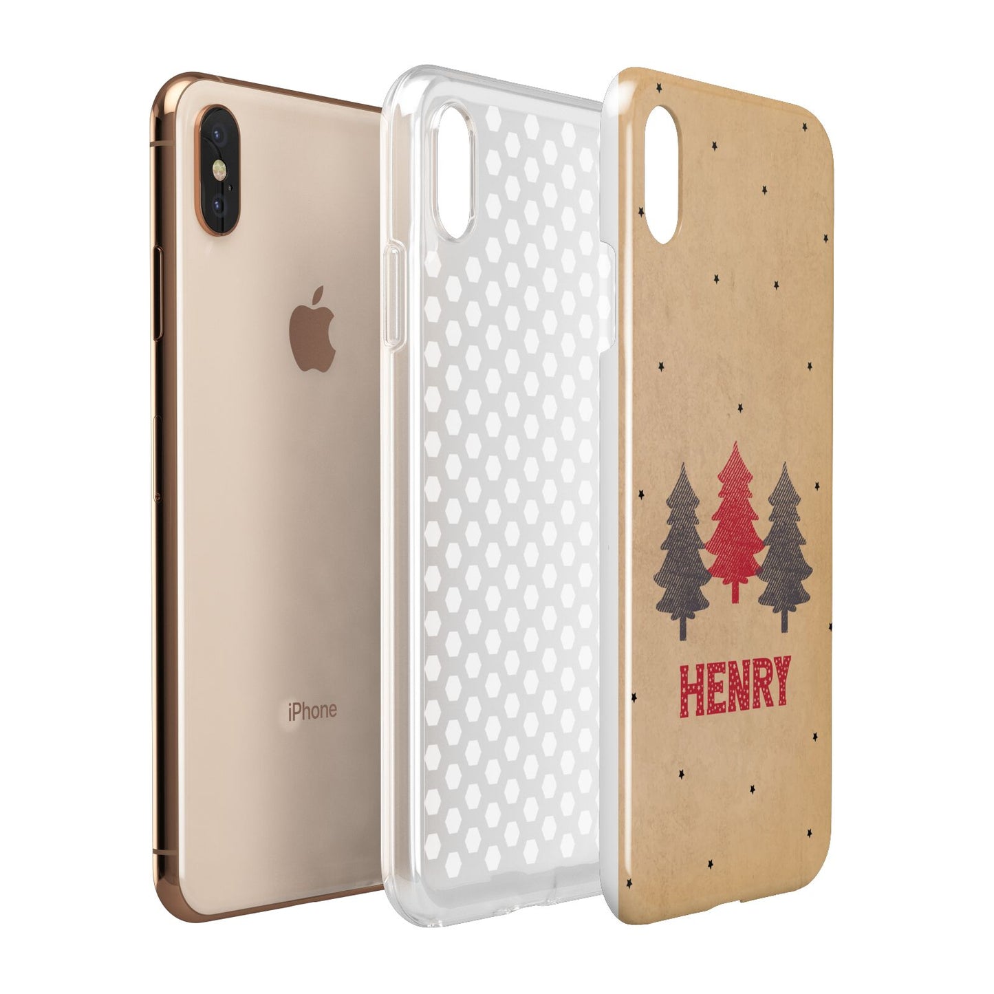 Personalised Christmas Tree Apple iPhone Xs Max 3D Tough Case Expanded View