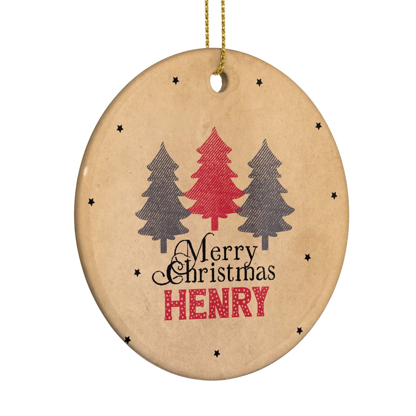 Personalised Christmas Tree Circle Decoration Side Angle