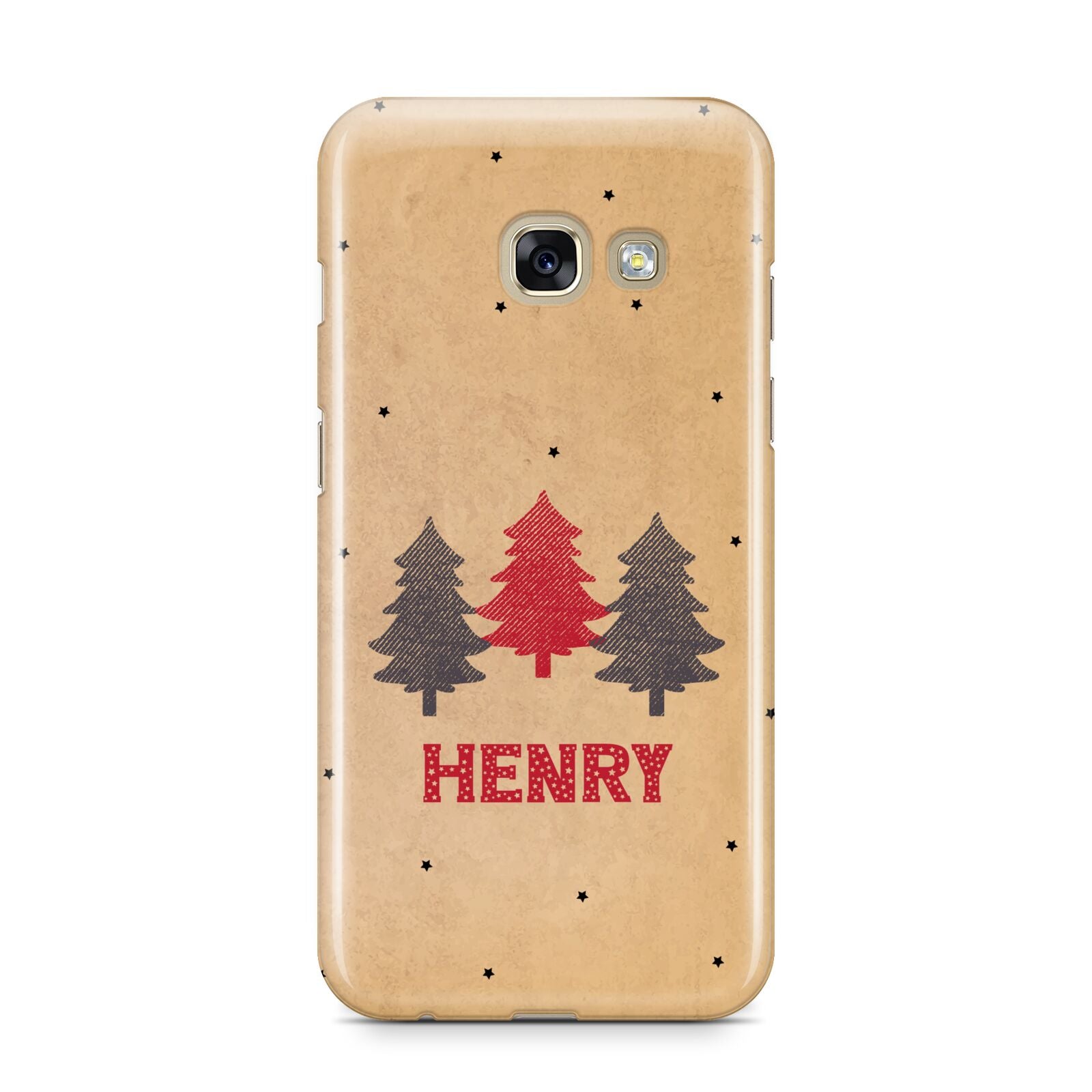 Personalised Christmas Tree Samsung Galaxy A3 2017 Case on gold phone