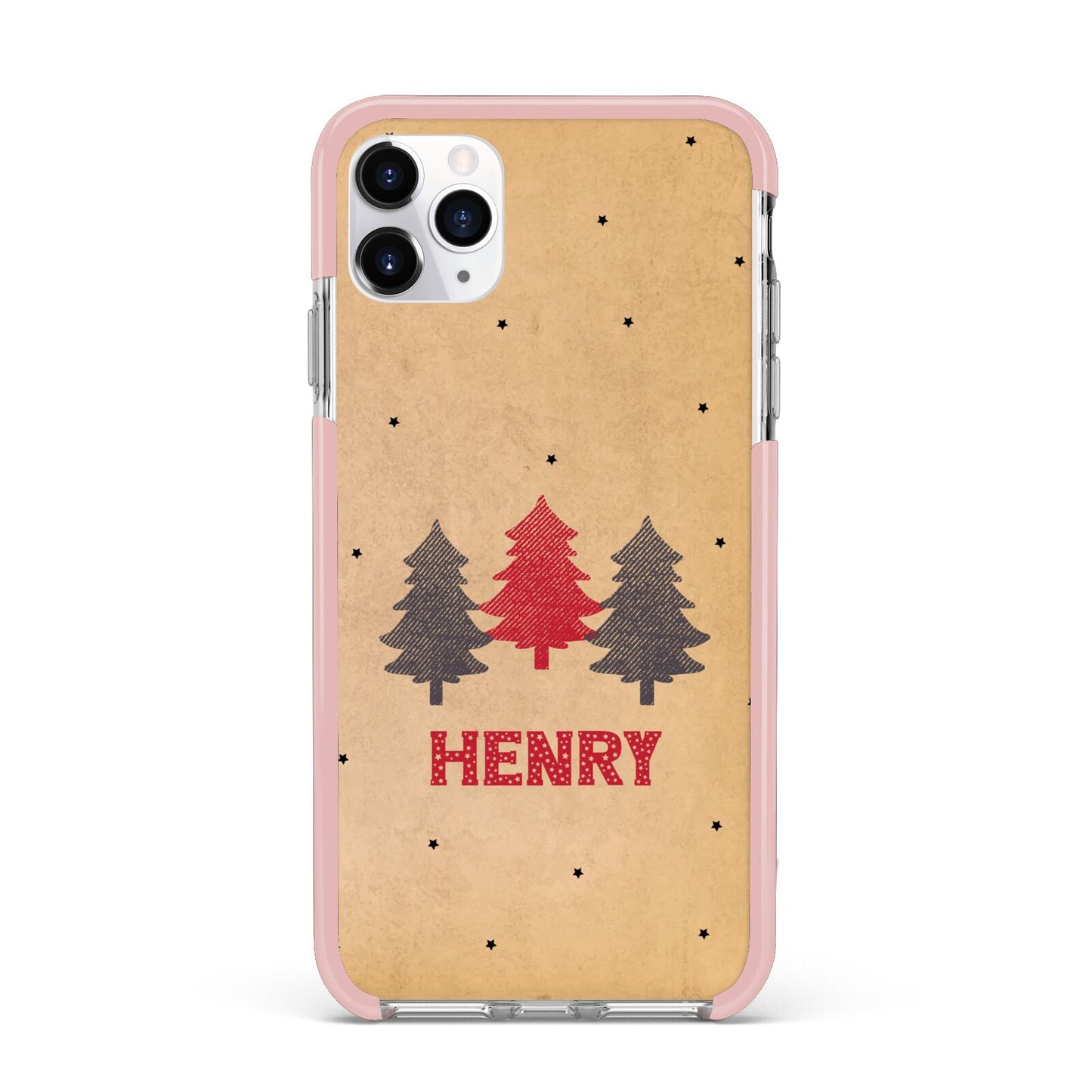 Personalised Christmas Tree iPhone 11 Pro Max Impact Pink Edge Case