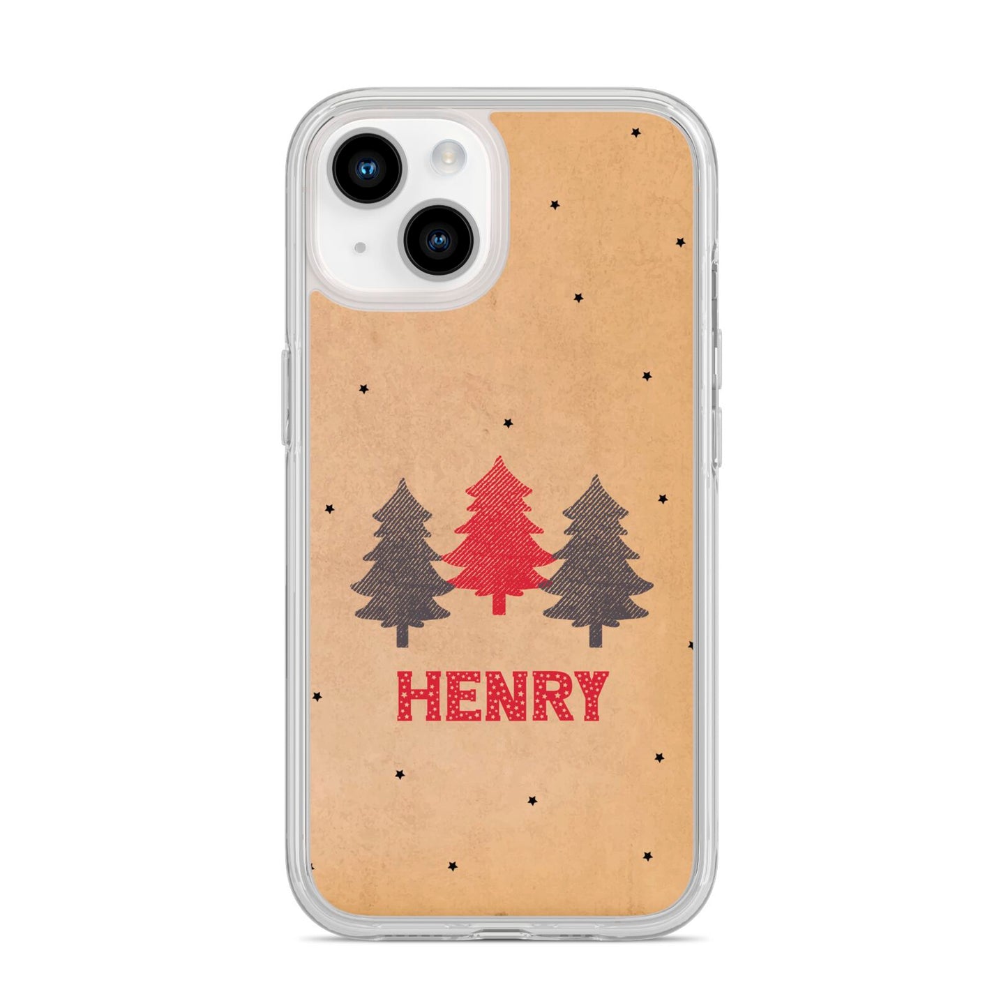 Personalised Christmas Tree iPhone 14 Clear Tough Case Starlight