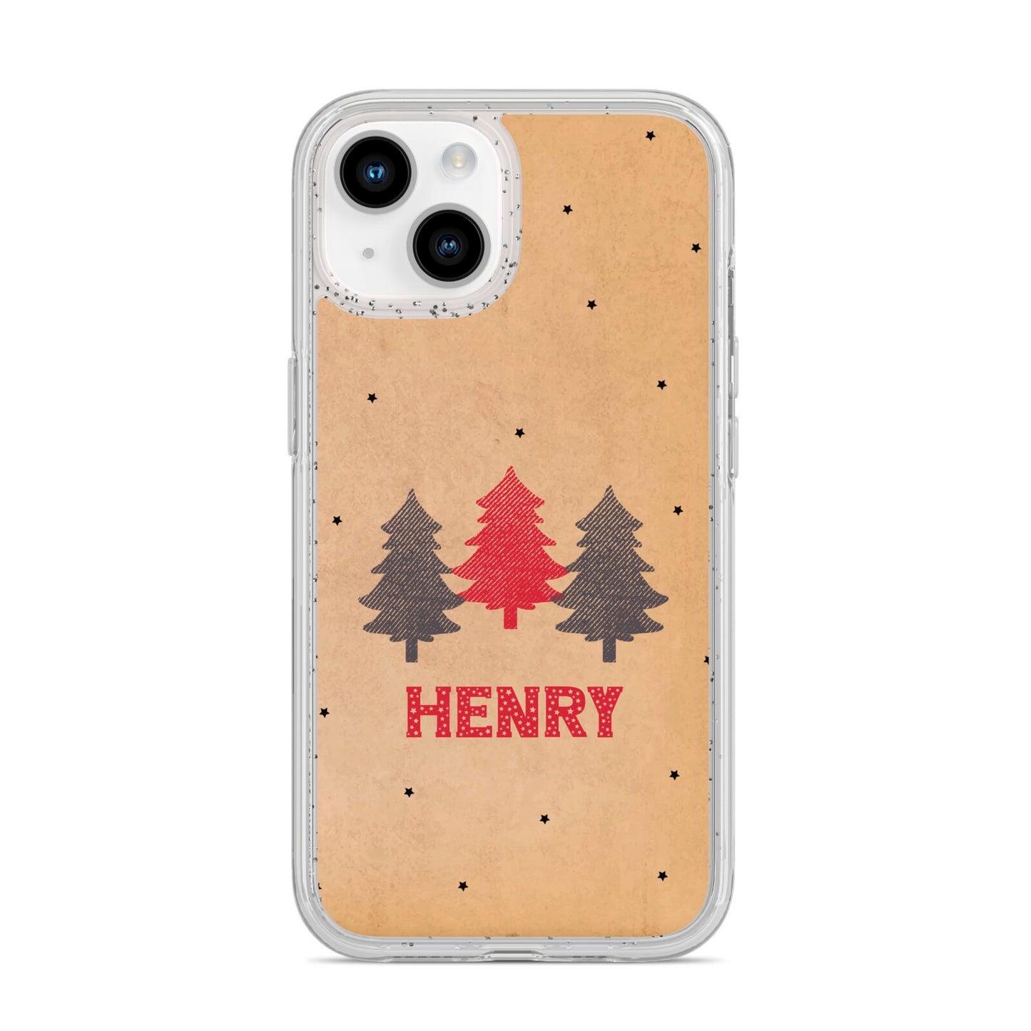 Personalised Christmas Tree iPhone 14 Glitter Tough Case Starlight