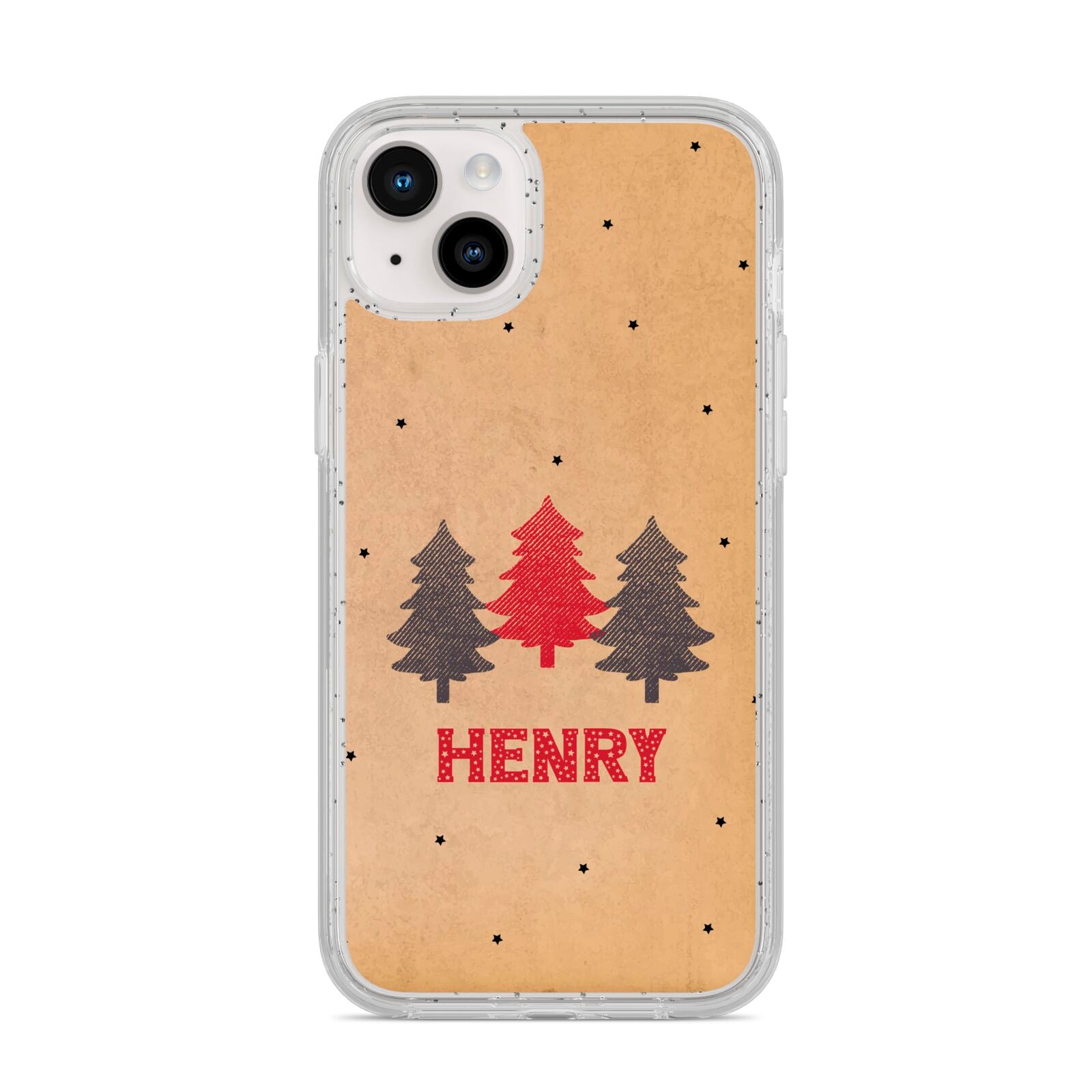 Personalised Christmas Tree iPhone 14 Plus Glitter Tough Case Starlight
