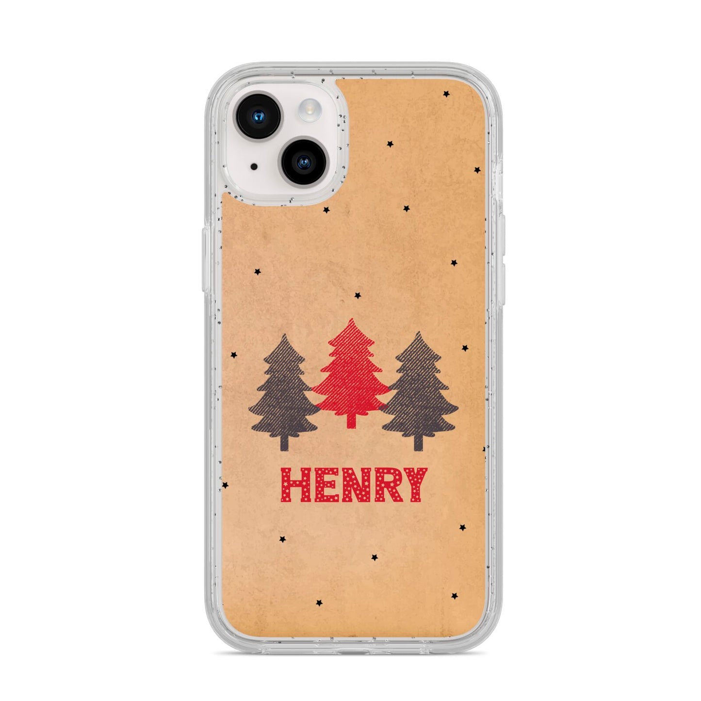 Personalised Christmas Tree iPhone 14 Plus Glitter Tough Case Starlight