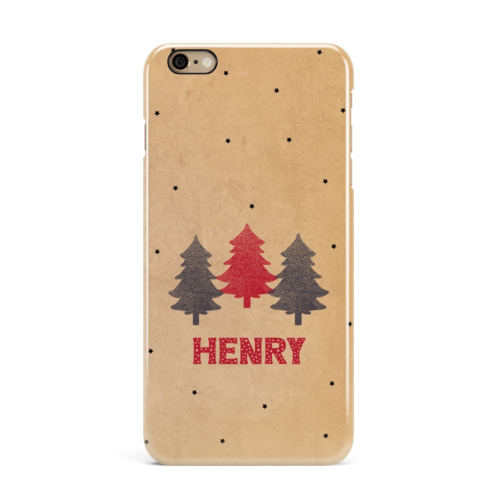 Personalised Christmas Tree iPhone 6 Plus 3D Snap Case on Gold Phone
