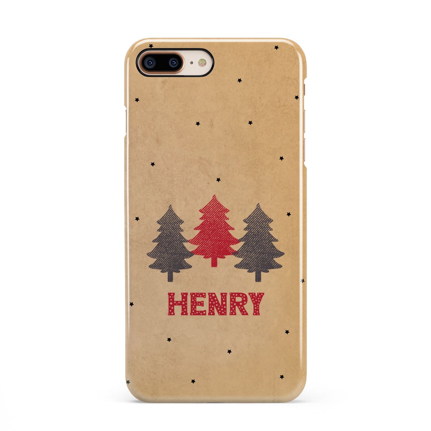 Personalised Christmas Tree iPhone 8 Plus 3D Snap Case on Gold Phone