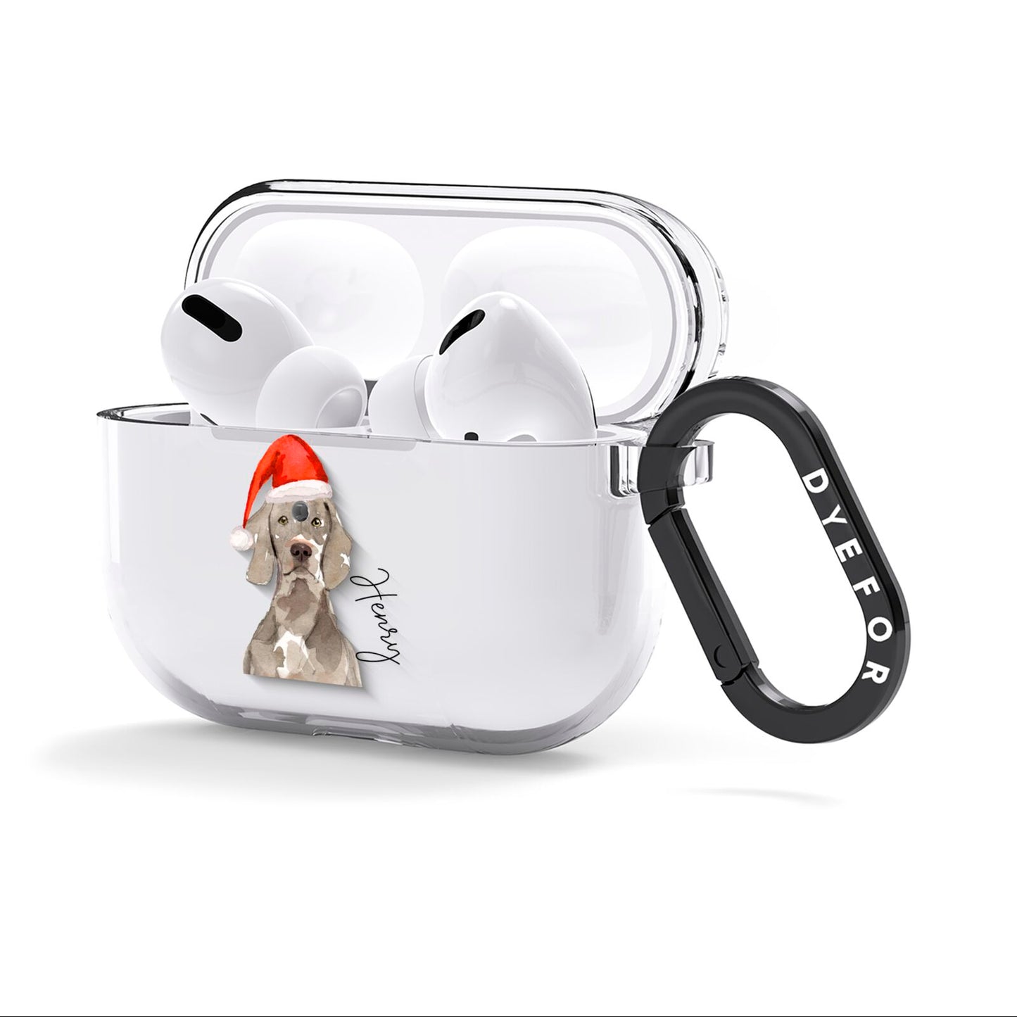 Personalised Christmas Weimaraner AirPods Clear Case 3rd Gen Side Image