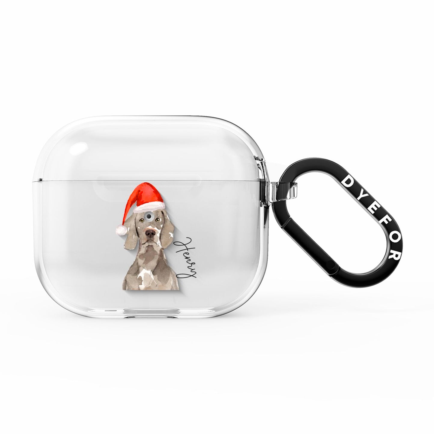 Personalised Christmas Weimaraner AirPods Clear Case 3rd Gen