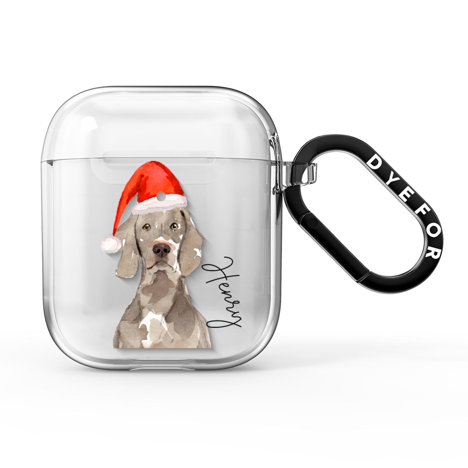 Personalised Christmas Weimaraner AirPods Clear Case