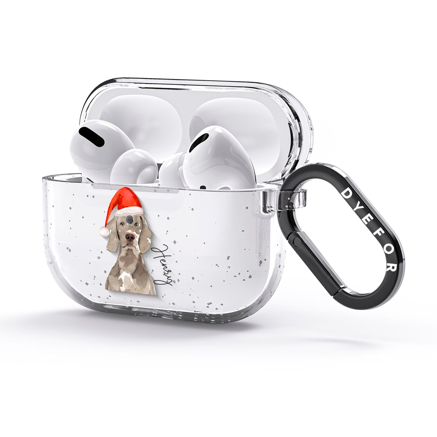 Personalised Christmas Weimaraner AirPods Glitter Case 3rd Gen Side Image