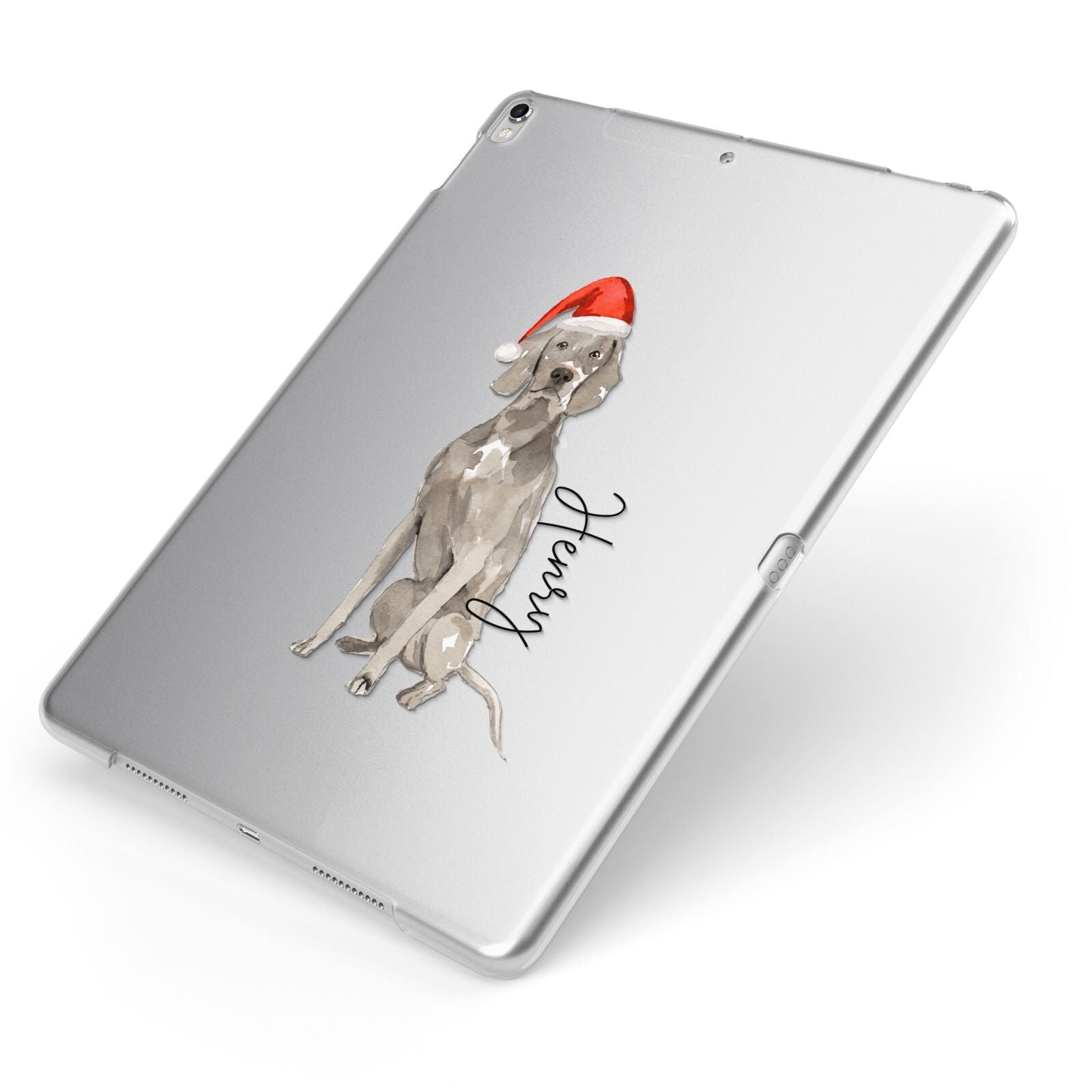 Personalised Christmas Weimaraner Apple iPad Case on Silver iPad Side View
