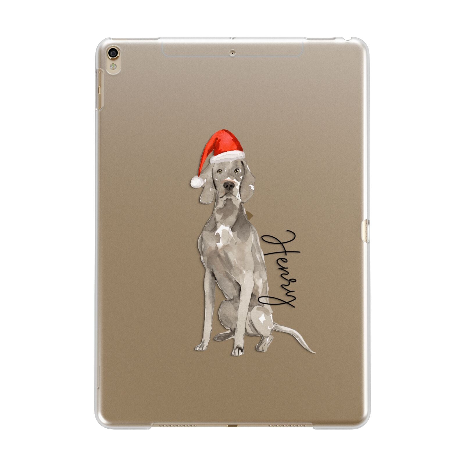 Personalised Christmas Weimaraner Apple iPad Gold Case