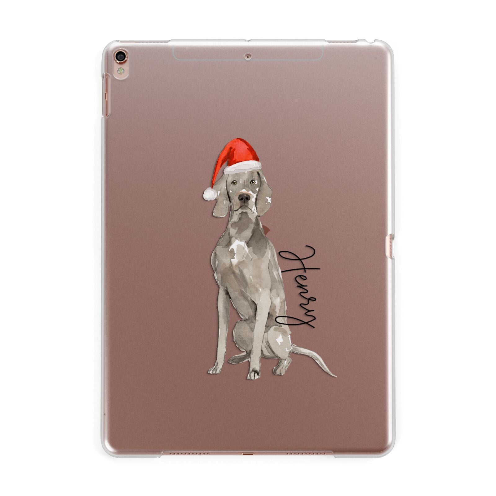 Personalised Christmas Weimaraner Apple iPad Rose Gold Case