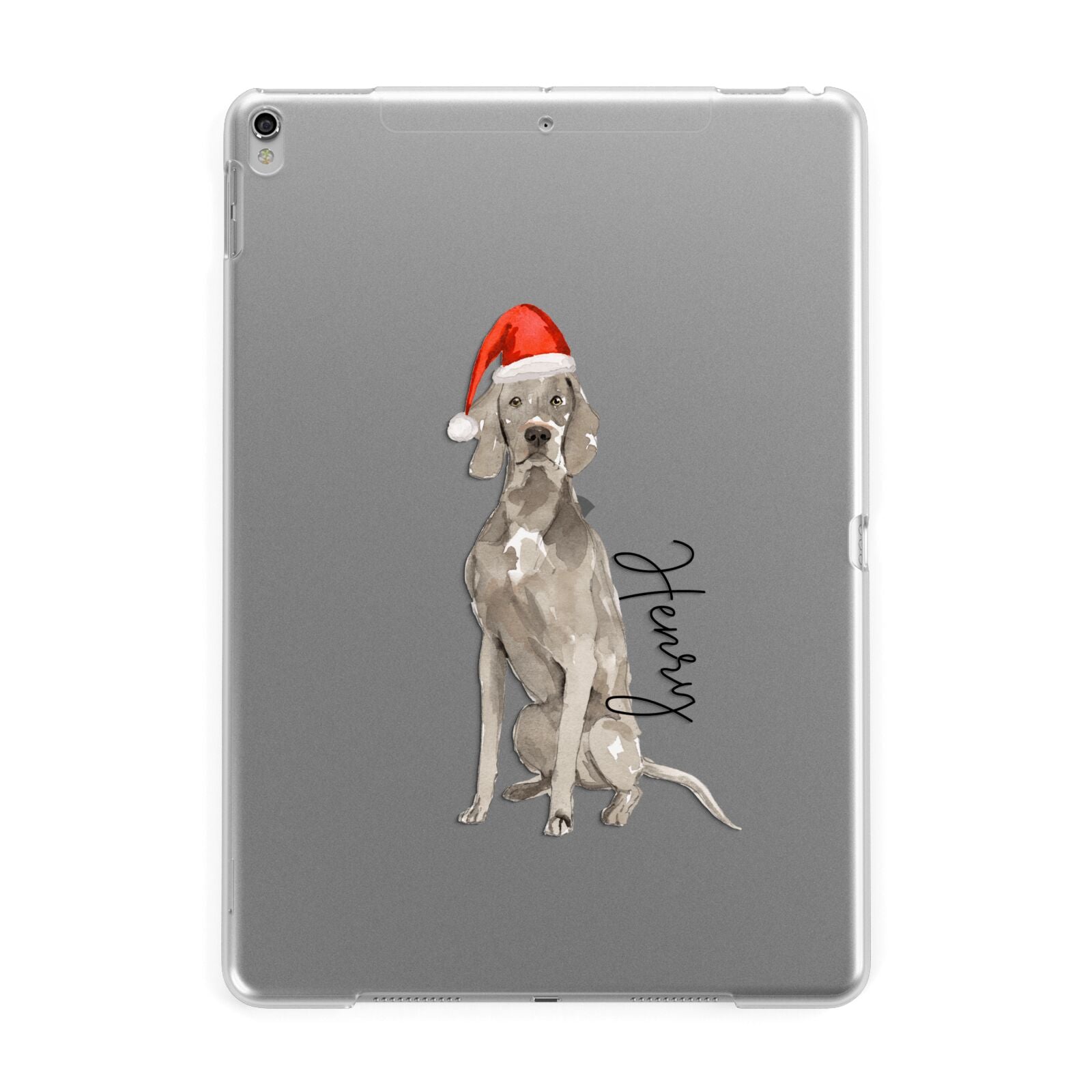 Personalised Christmas Weimaraner Apple iPad Silver Case