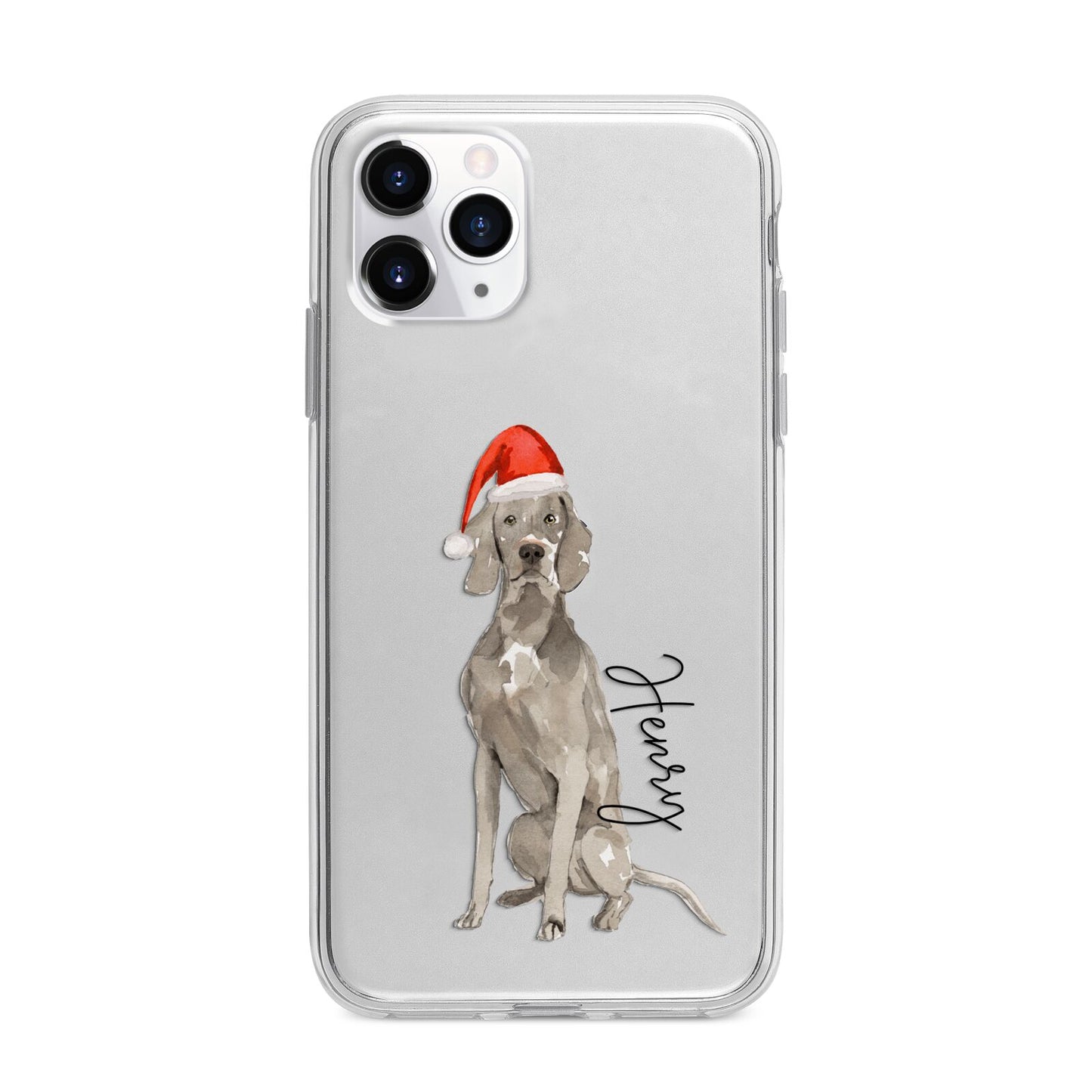 Personalised Christmas Weimaraner Apple iPhone 11 Pro Max in Silver with Bumper Case