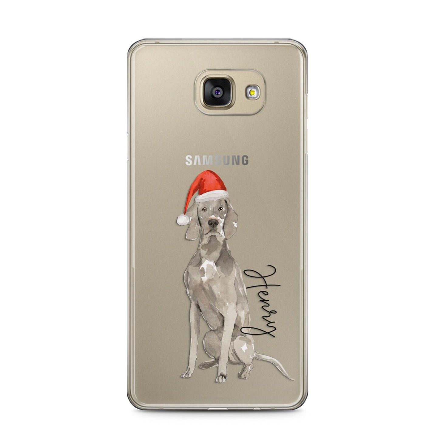 Personalised Christmas Weimaraner Samsung Galaxy A5 2016 Case on gold phone