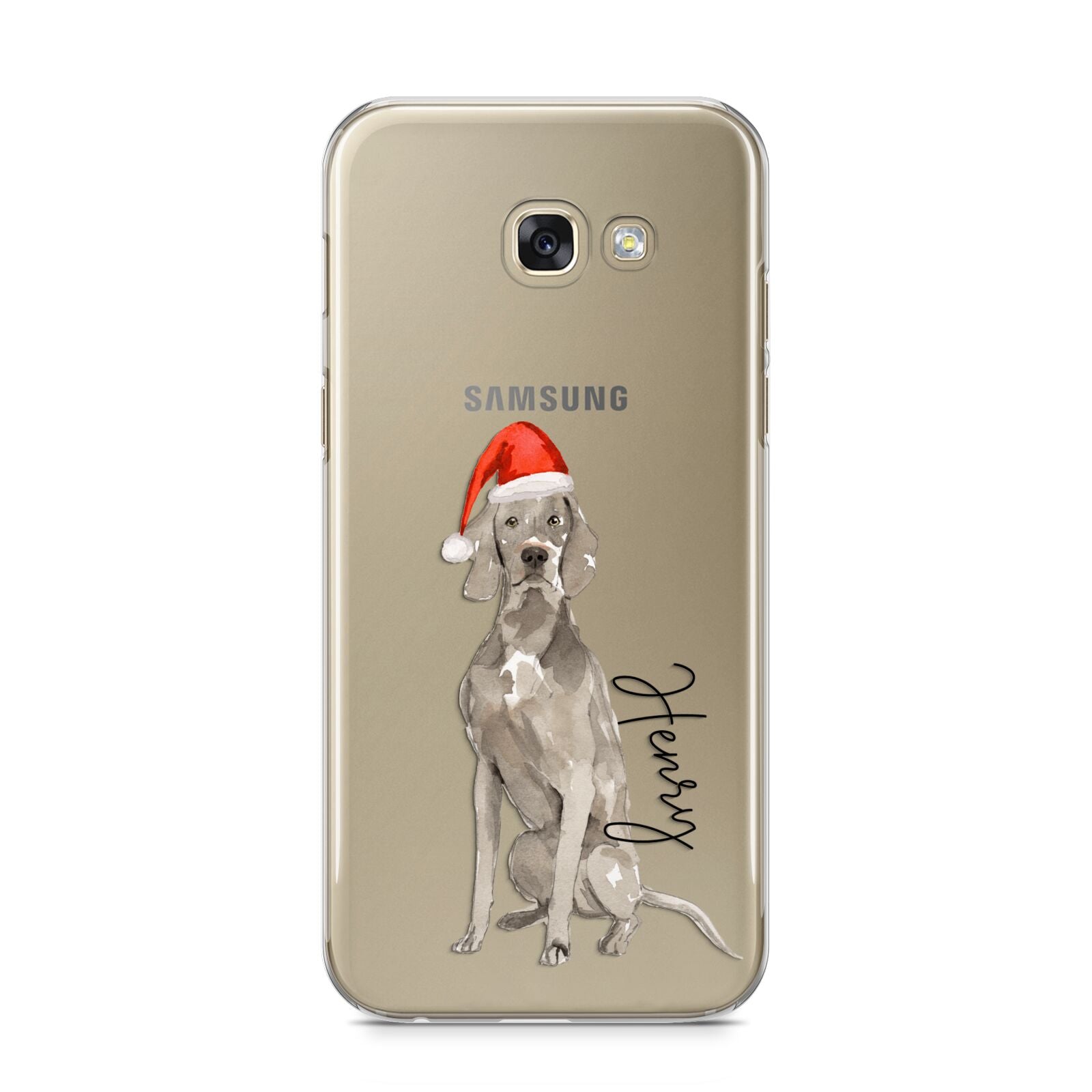 Personalised Christmas Weimaraner Samsung Galaxy A5 2017 Case on gold phone