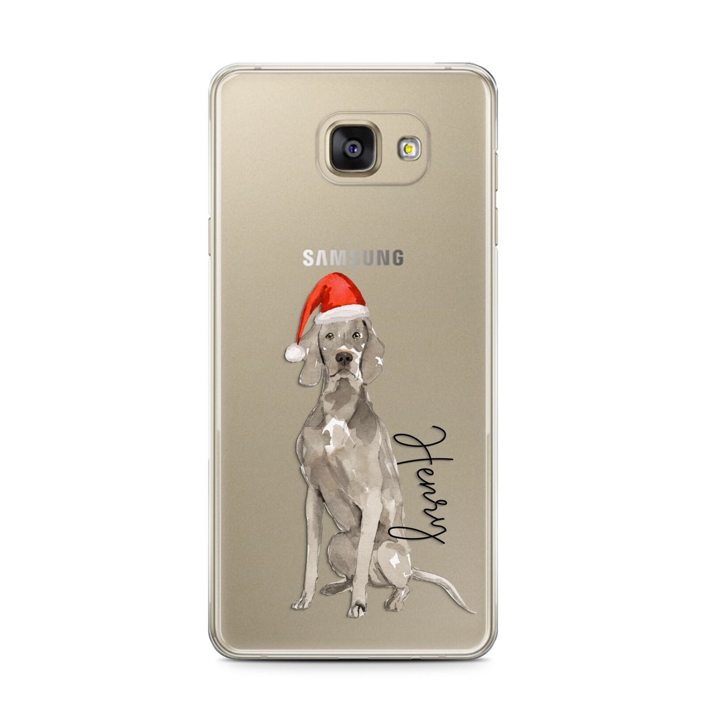 Personalised Christmas Weimaraner Samsung Galaxy A7 2016 Case on gold phone