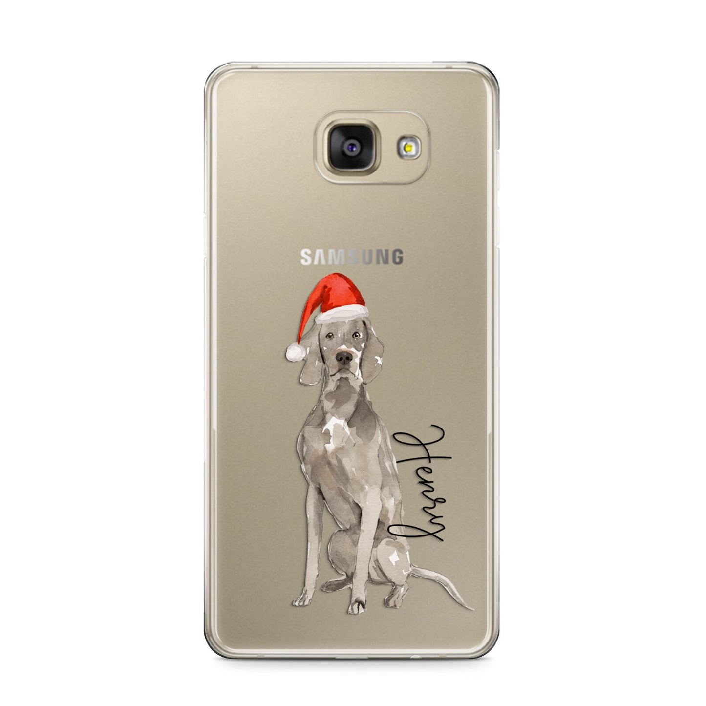 Personalised Christmas Weimaraner Samsung Galaxy A9 2016 Case on gold phone
