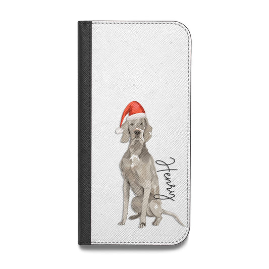 Personalised Christmas Weimaraner Vegan Leather Flip iPhone Case